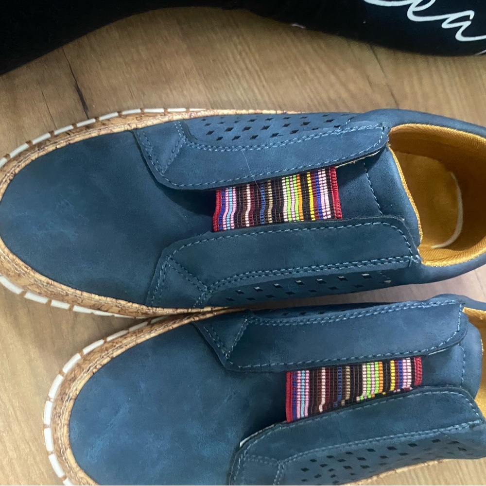Stylish Blue Women’s  Shoes with Multicolor Accents